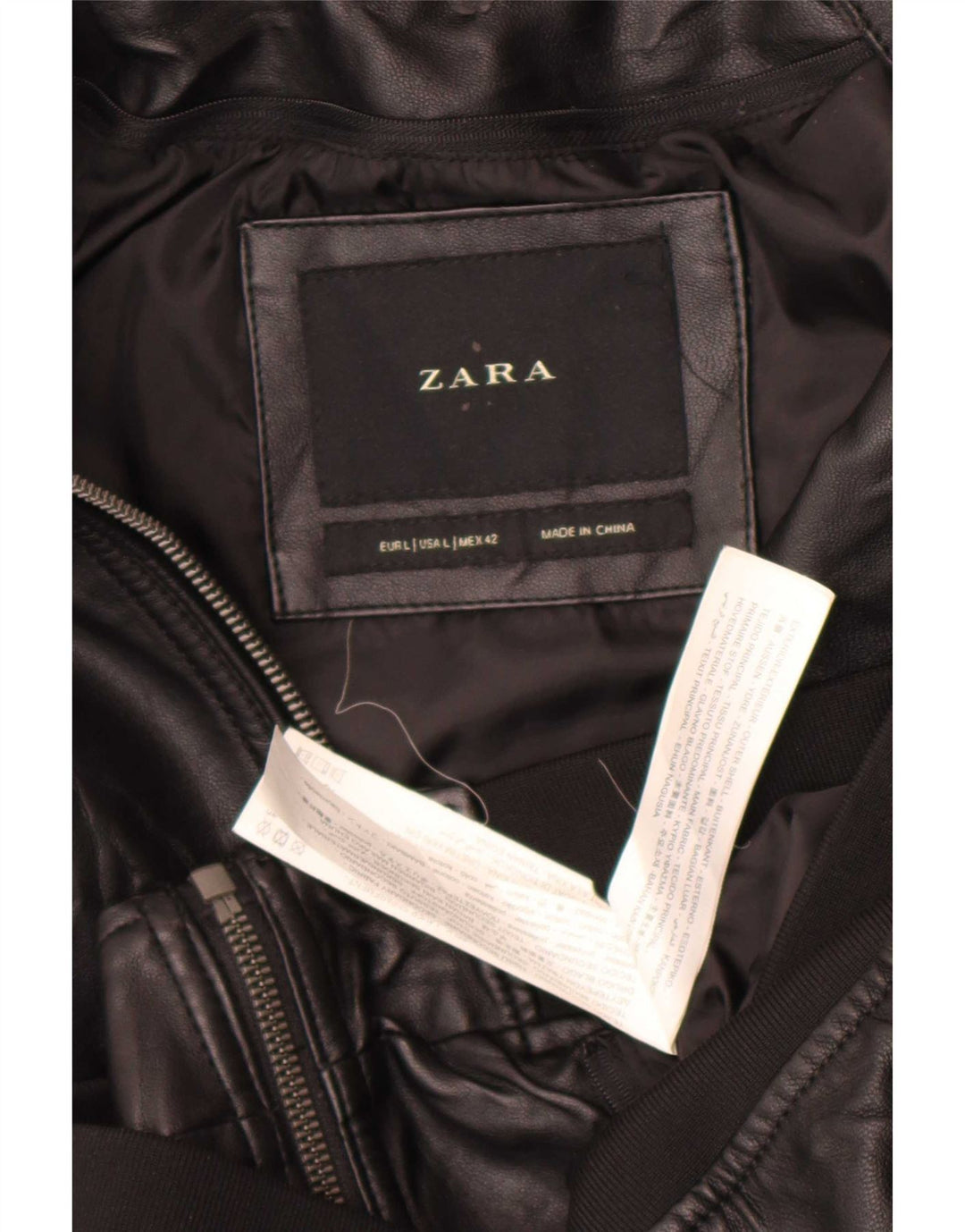 Giubbotto bomber da uomo in ecopelle Zara UK 40 grande poliestere nero