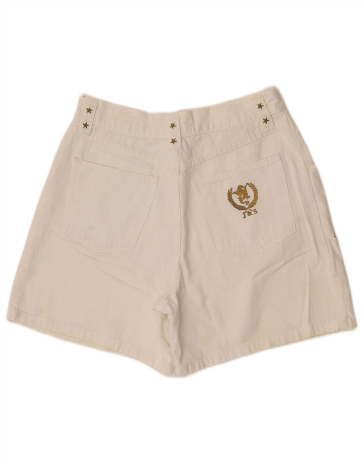 Vintage Womens Denim Shorts IT 42 Medium W30  White Geometric Cotton