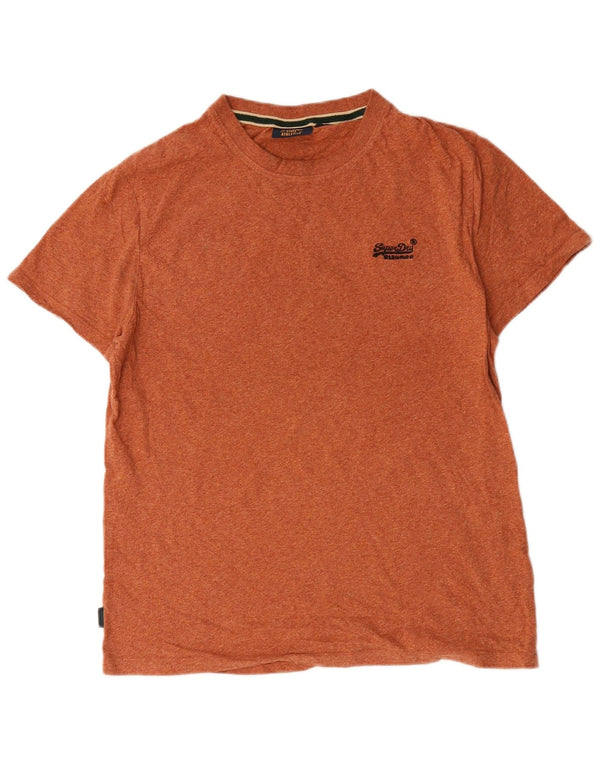 Superdry Mens T-Shirt Top XL Orange Cotton