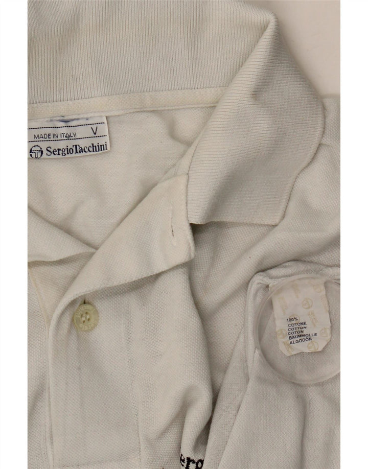 SERGIO TACCHINI Mens Polo Shirt Medium White Tie Dye Cotton