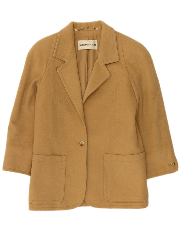 WINDSMOOR Womens 2 Button Blazer Jacket UK 8 Small  Beige Wool