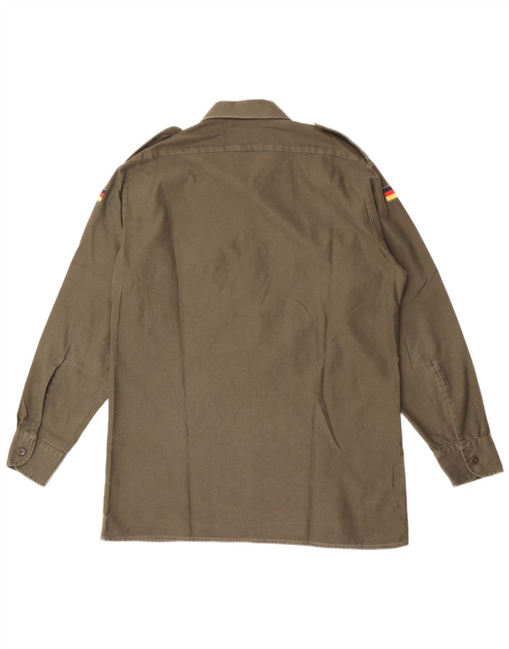 Vintage Mens Military Shirt Size 41/42 Large Khaki Polyester