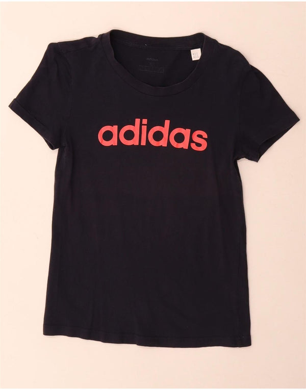 Adidas Damen Grafik T-Shirt Top UK 6 XS Marineblau