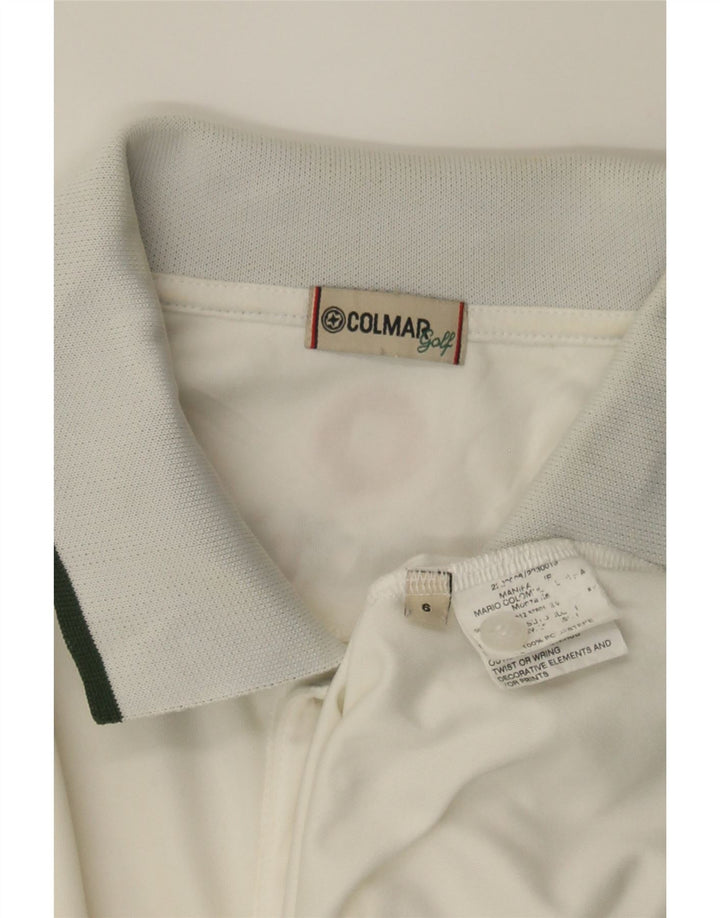 COLMAR Mens Polo Shirt Large Off White Polyester Vintage Colmar and Second-Hand Colmar from Messina Hembry 