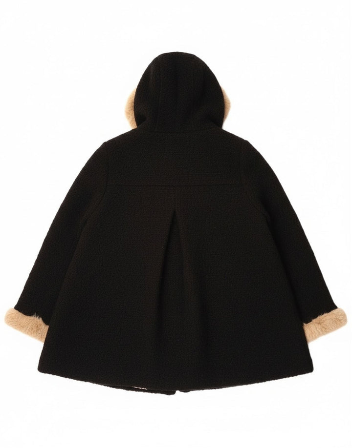 Monsoon Womens Hooded Overcoat UK 16 Large Black Wool