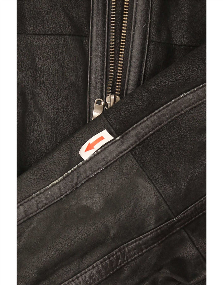 Conbipel Mens Shearling Jacket UK 42 XL Black Leather