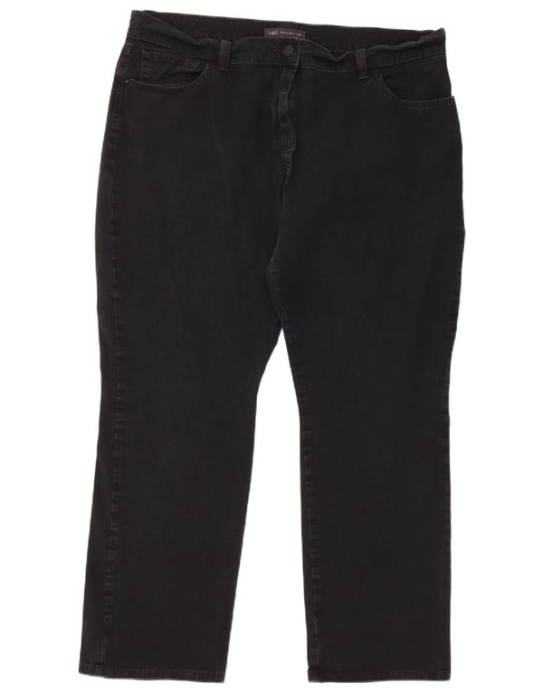 Marks & Spencer Womens Straight Casual Trousers UK 18 XL W38 L26 Black