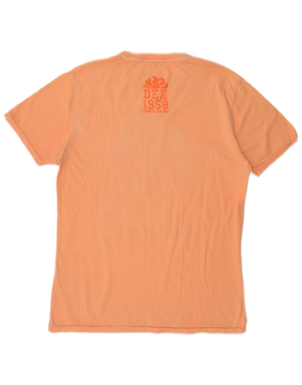 Sundek Mens Graphic T-Shirt Top Large Orange Cotton