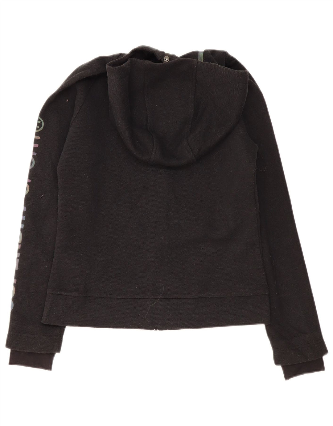 Superdry Womens Graphic Zip Hoodie Sweater UK 10 Small Black Polyester