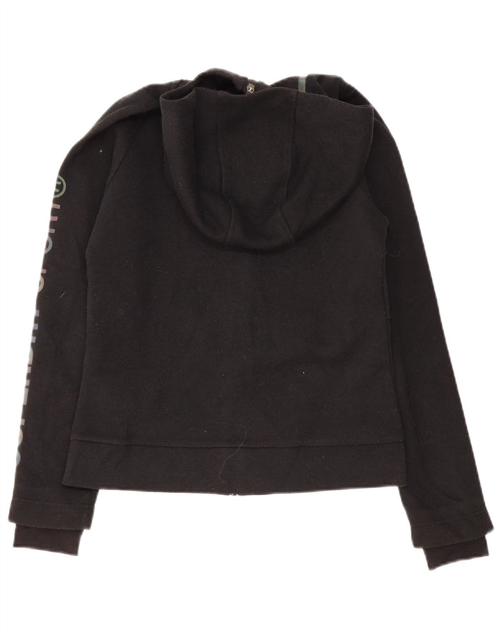 Superdry Womens Graphic Zip Hoodie Sweater UK 10 Small Black Polyester