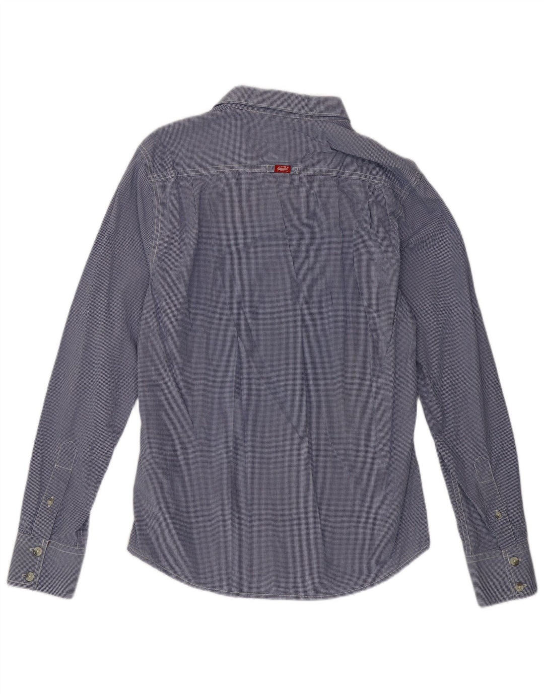 Superdry Herrenhemd aus Baumwolle, groß, blau, Gingham-Karomuster