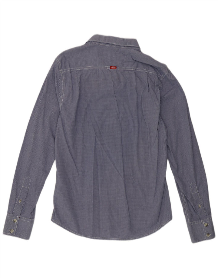 Superdry Herrenhemd aus Baumwolle, groß, blau, Gingham-Karomuster