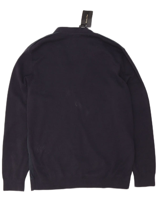 Massimo Dutti Herre Regular Fit cardigantrøje Stor marineblå polyamid