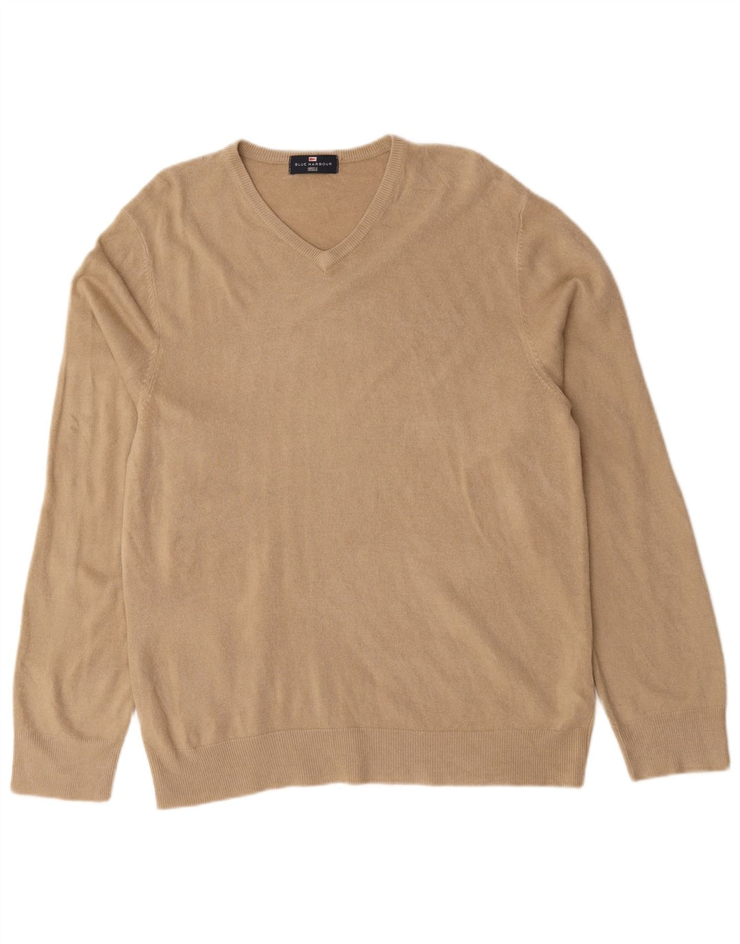 Marks & Spencer Herre Blue Harbor Jumper Sweater Stor Beige Akryl