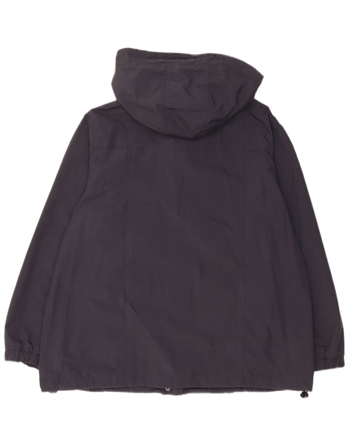 Vintage Womens Hooded Oversized Rain Jacket UK 18 XL Navy Blue Polyamide