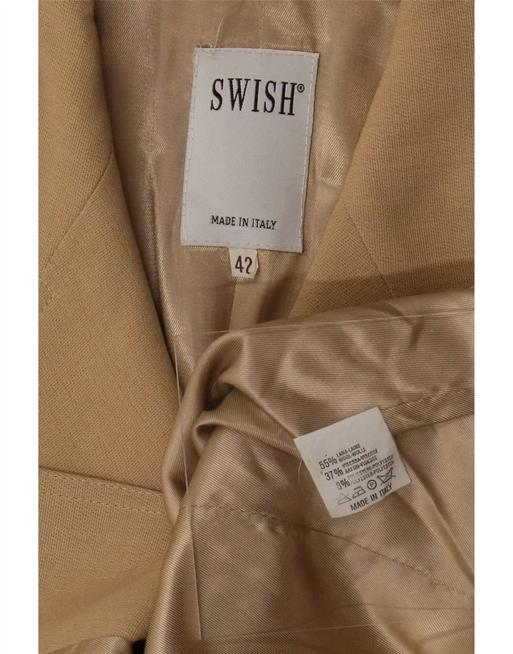 Swish Damen 4-Knopf-Blazerjacke IT 42 Mittelbeige Wolle