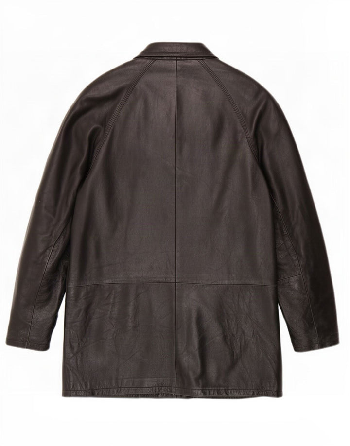 Cappotto in pelle vintage da uomo IT 52 XL Nero