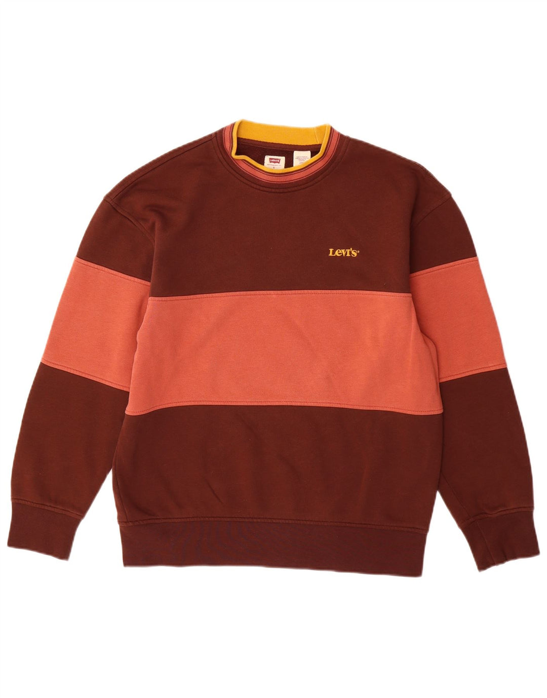 Levi's Mens Relaxed Sweatshirt Jumper Small Brown Colourblock Cotton