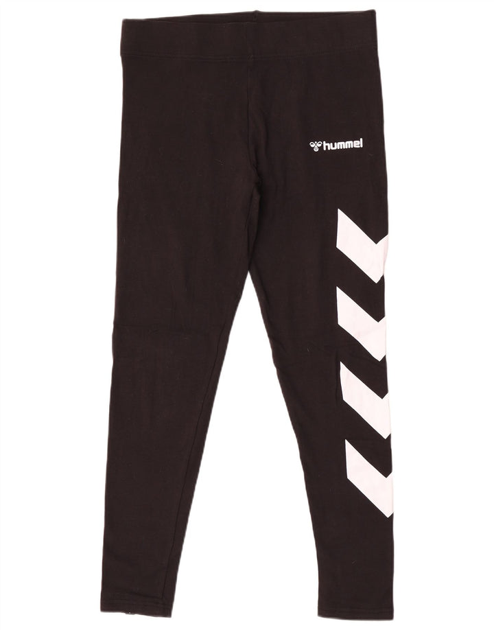 Hummel Womens Graphic Leggings UK 14 Medium Black Colourblock Cotton