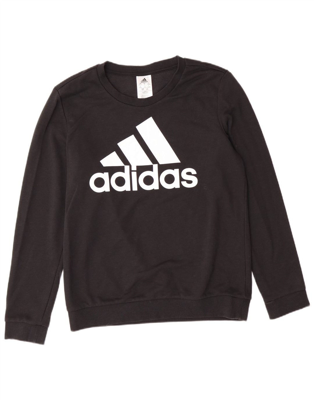 ADIDAS Womens Oversized Graphic Sweatshirt Jumper UK 8/10 Small Black