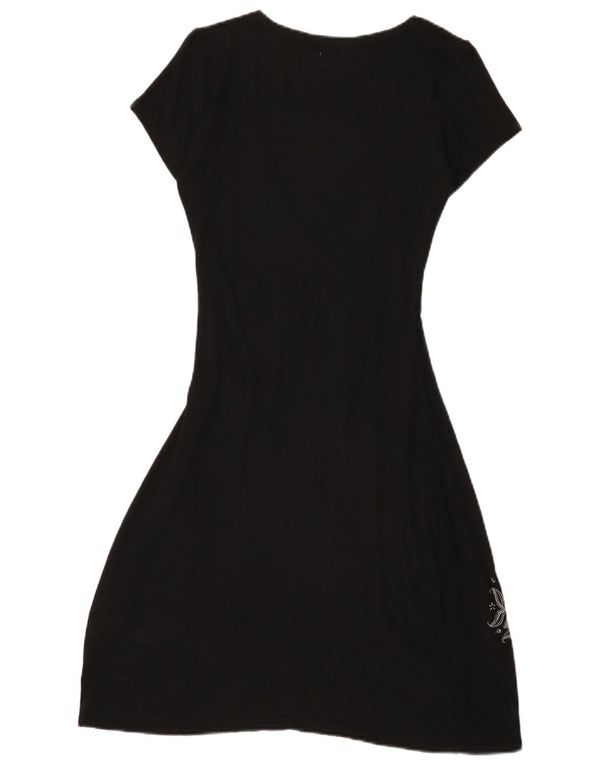 Desigual Damen A-Linien-Kleid UK 12 Mittelschwarze Paisley-Viskose
