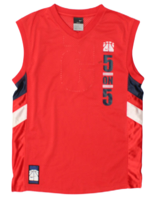 Nike Boys Dri Fit Graphic Vest Top 12-13 Years Large Red Colourblock