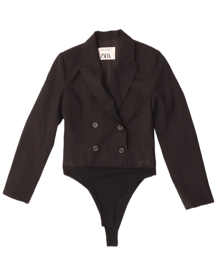 Zara Mujer Body UK 40 Pequeño Poliéster Color Block Negro