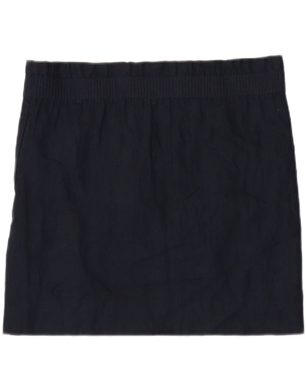 J. CREW Womens Straight Skirt W37 XL Navy Blue Linen