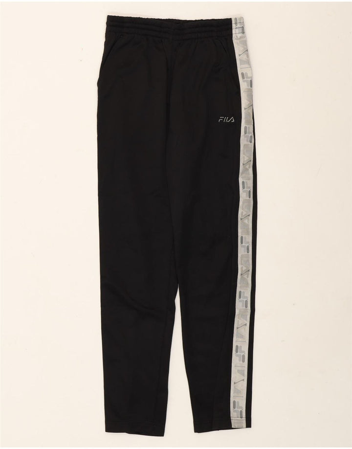 Fila Womens Graphic Tracksuit Trousers IT 42 Medium Black Colourblock