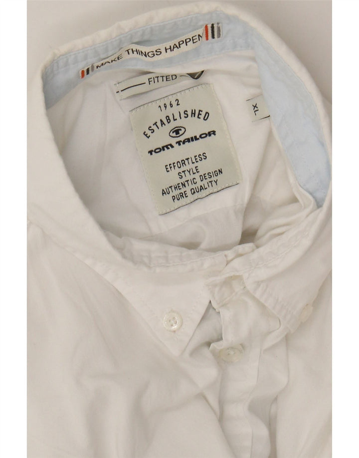 TOM TAILOR Mens Fitted Shirt XL White Cotton Vintage Tom Tailor and Second-Hand Tom Tailor from Messina Hembry 