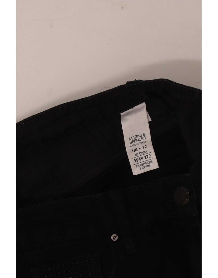 Marks & Spencer Womens Bootcut Jeans UK 12 Medium W30 L30 Black Cotton