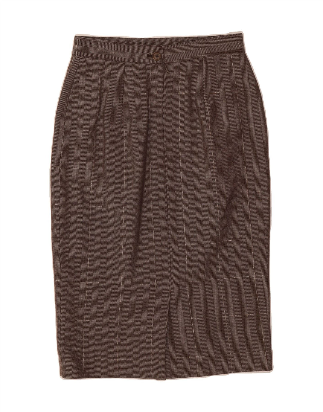ICEBERG Womens Midi Skirt IT 42 Medium W26 Brown Herringbone Acetate Vintage Iceberg and Second-Hand Iceberg from Messina Hembry 