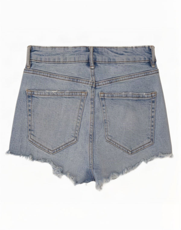 Zara Pantalones cortos de mezclilla desgastados para mujer EU 32 2XS W22 Azul