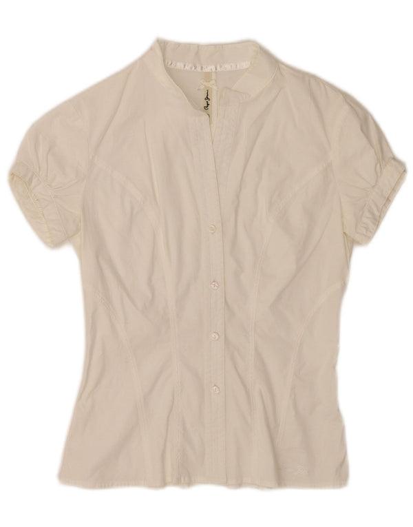 PEPE Jeans Womens Short Sleeve Shirt Blouse UK 8 Small White
