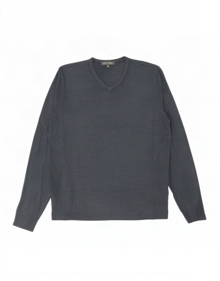 Marks & Spencer Męski sweter z dekoltem w kształcie litery V, 2XL, szary akryl