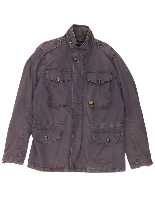 G-Star Mens Hooded Utility Jacket UK 42 XL Navy Blue Cotton