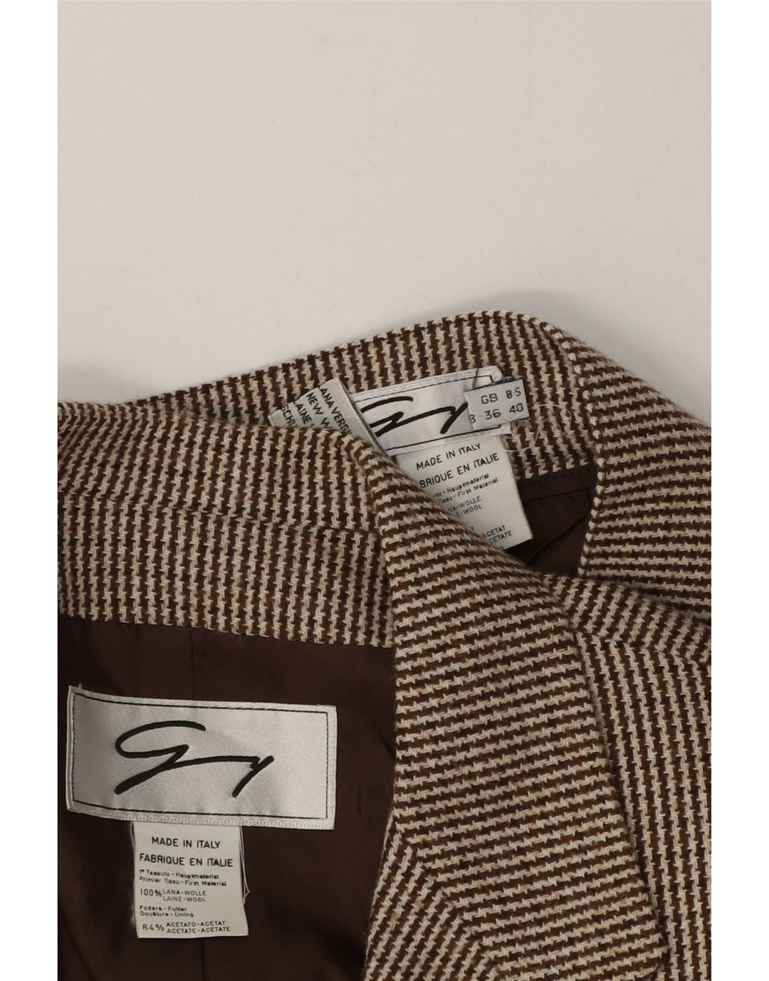 Genny Womens 2 Button 2 Piece Skirt Set UK 14 Medium W32 Brown Houndstooth