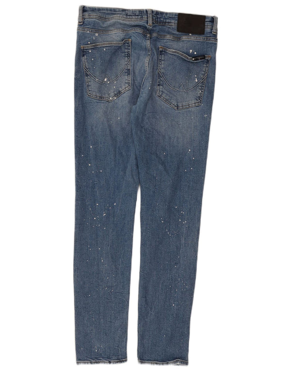 Superdry Womens Acid Wash Skinny Jeans W32 L30 Blue Cotton