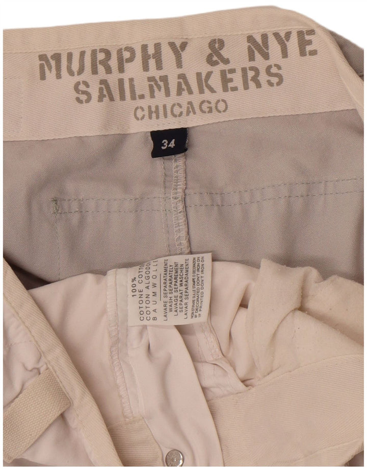 Murphy & Nye Mens Sailmakers Chino Shorts W34 Large White Colourblock