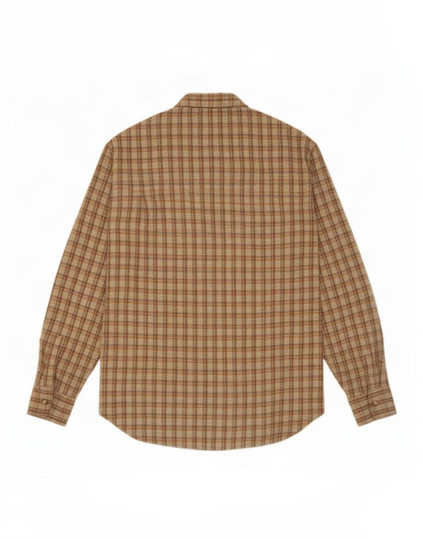 vintage Chemise en flanelle homme Taille 37 14 1/2 Petit chèque brun
