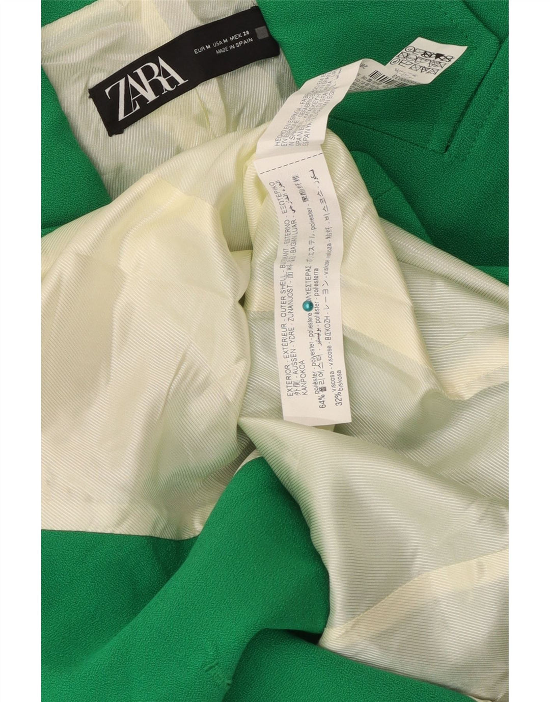Zara Womens Double Breasted Blazer Jacket UK 12 Medium Green Polyester