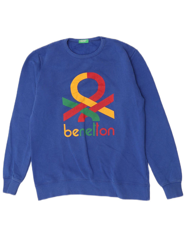 Benetton Boys grafikus pulóver 13-14 éves korig, 3XL kék pamut