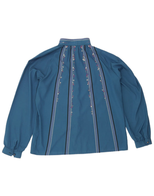 Blouse chemise femme vintage IT 44 Polyester floral bleu moyen