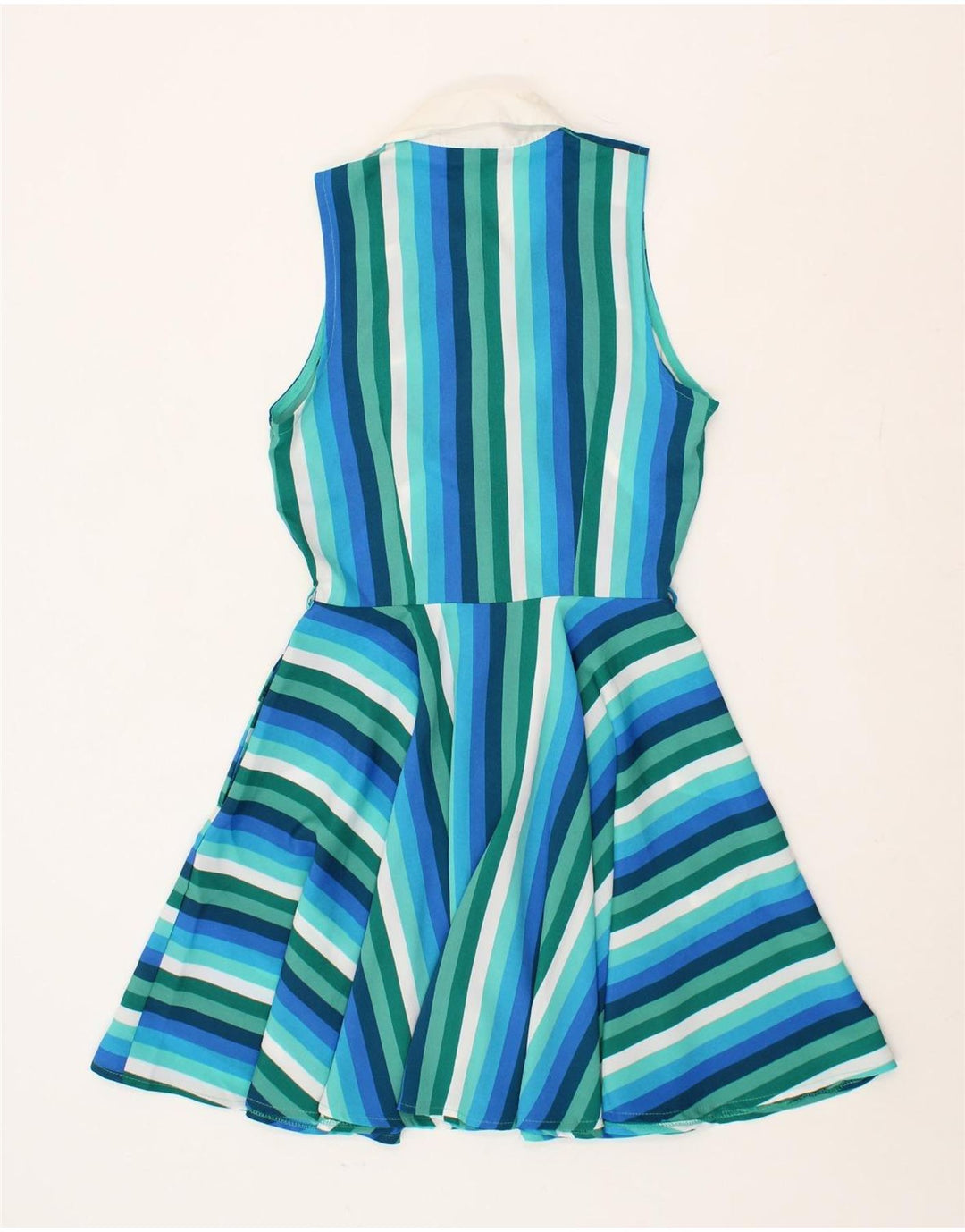 CLOSET Womens Sleeveless Swing Dress UK 8 Small Blue Striped Polyester Vintage CLOSET and Second-Hand CLOSET from Messina Hembry 