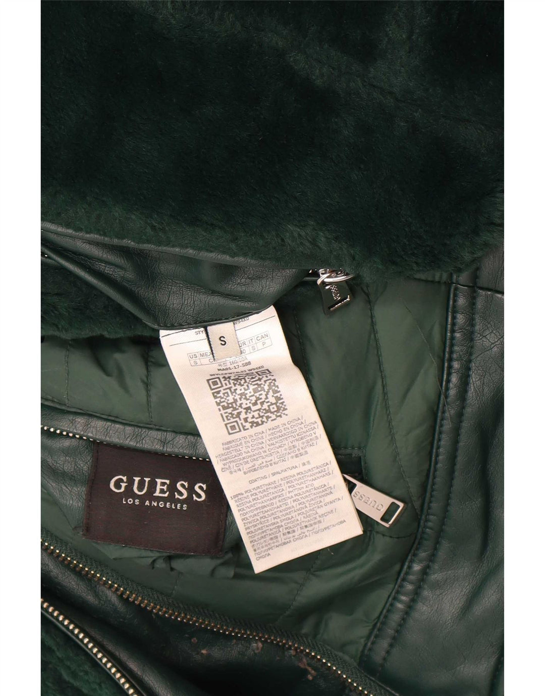 Giacca imbottita reversibile da donna Guess UK 10 Small Verde Poliuretano