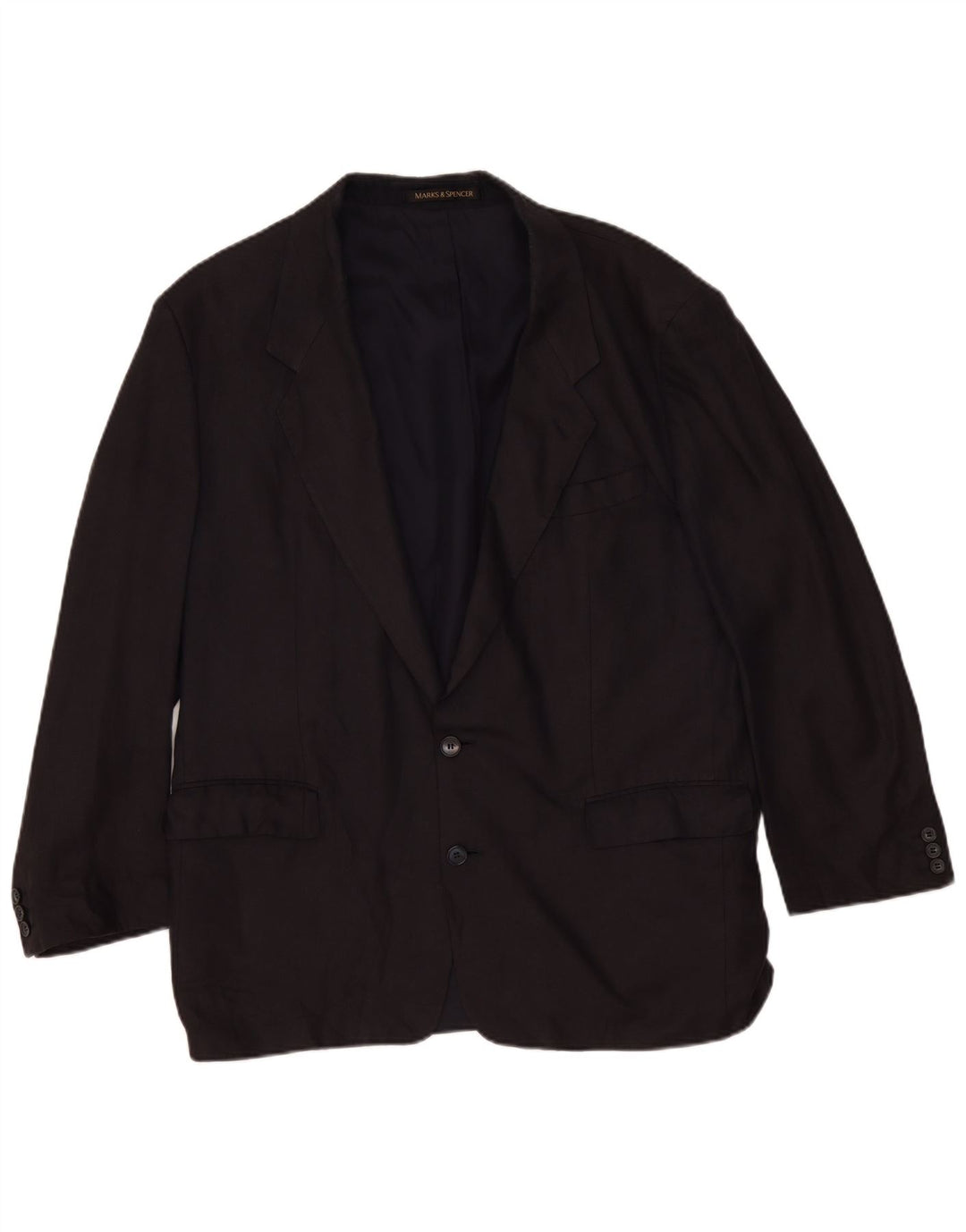 Marks & Spencer Mens 2 Button Blazer Jacket UK 44 XL Black Linen Classic