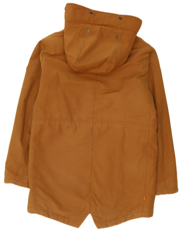 Timberland Mens Hooded Sherpa Parka Jacket UK 36 Small Brown Cotton
