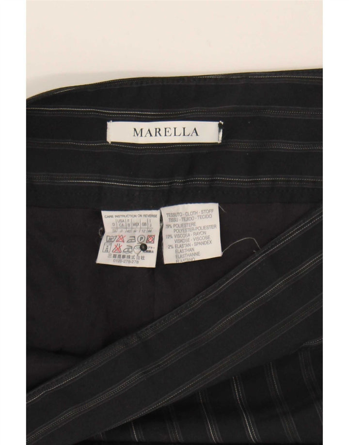 Marella Damen Minirock UK 12 Medium W32 Marineblaues Nadelstreifen-Polyester