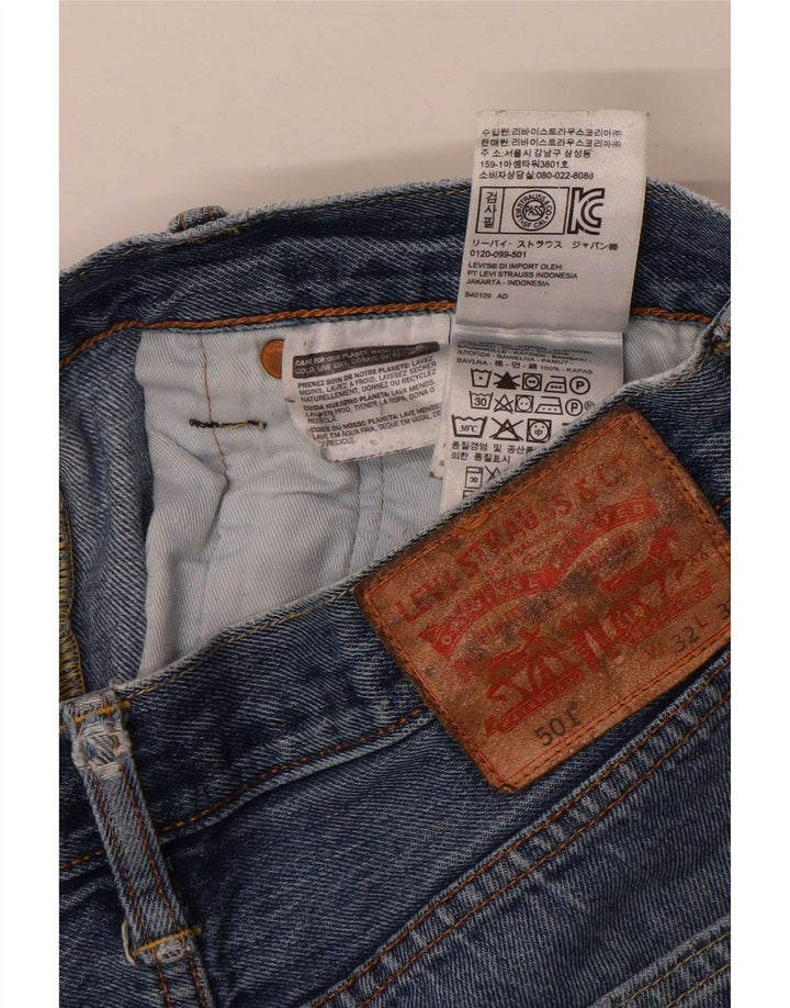 Levi's Mens 501 Distressed Straight Jeans W32 L32 Blue Cotton