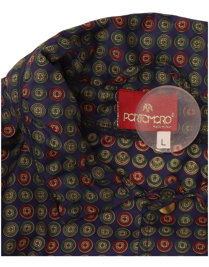 VINTAGE Mens Oversized Bomber Jacket UK 40 Large Blue Polka Dot